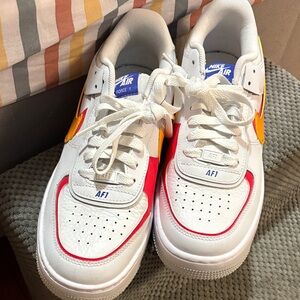 Nike women AF1 Sneakers White Red Yellow